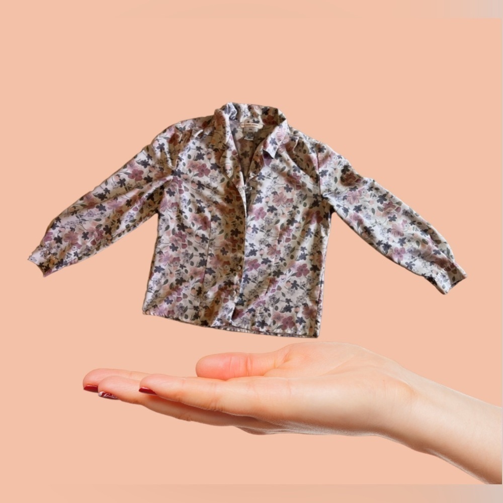 María caridad González petite Women's Long Sleeve Floral Blouse Multicolor 6 P
